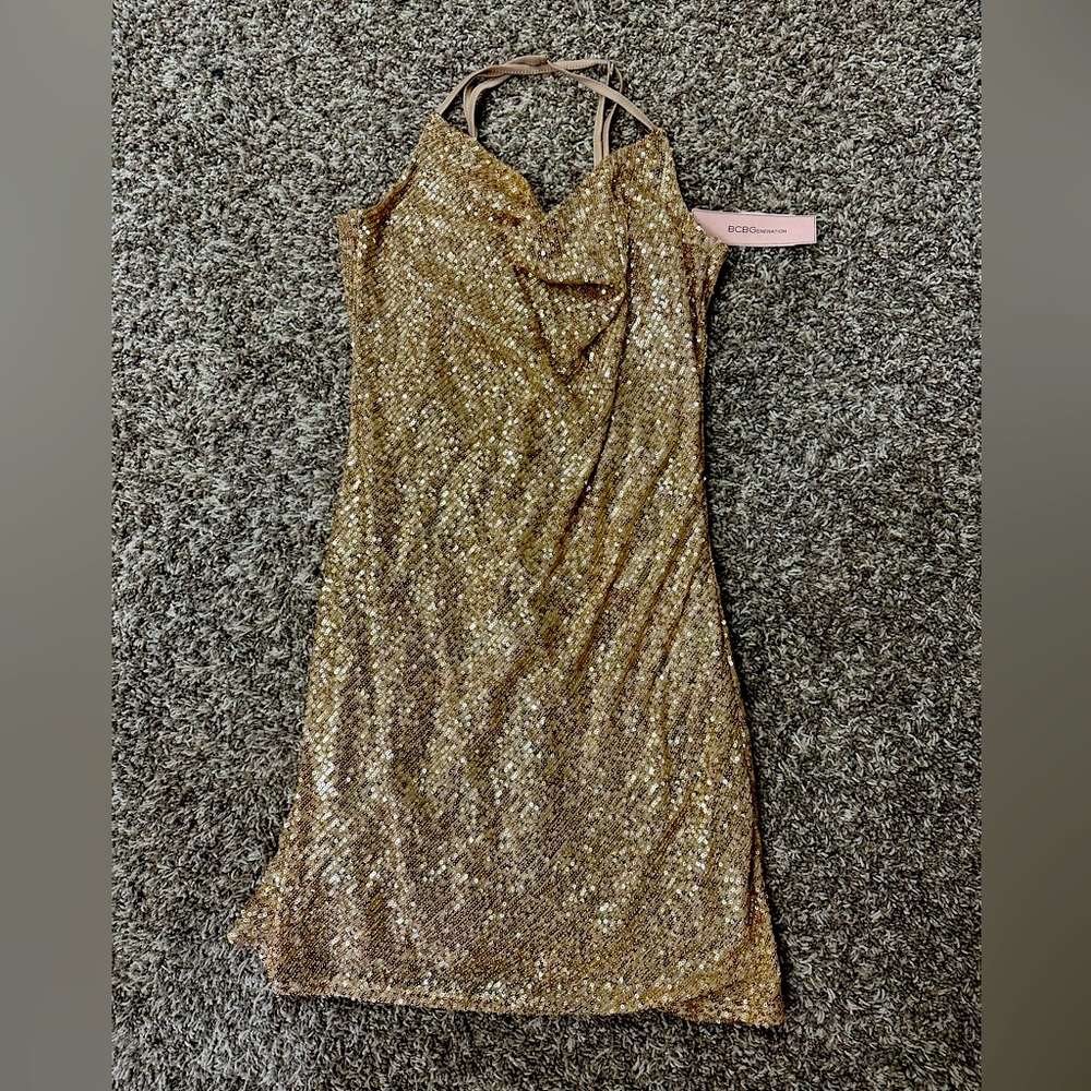 BCBGeneration gold sequin dress